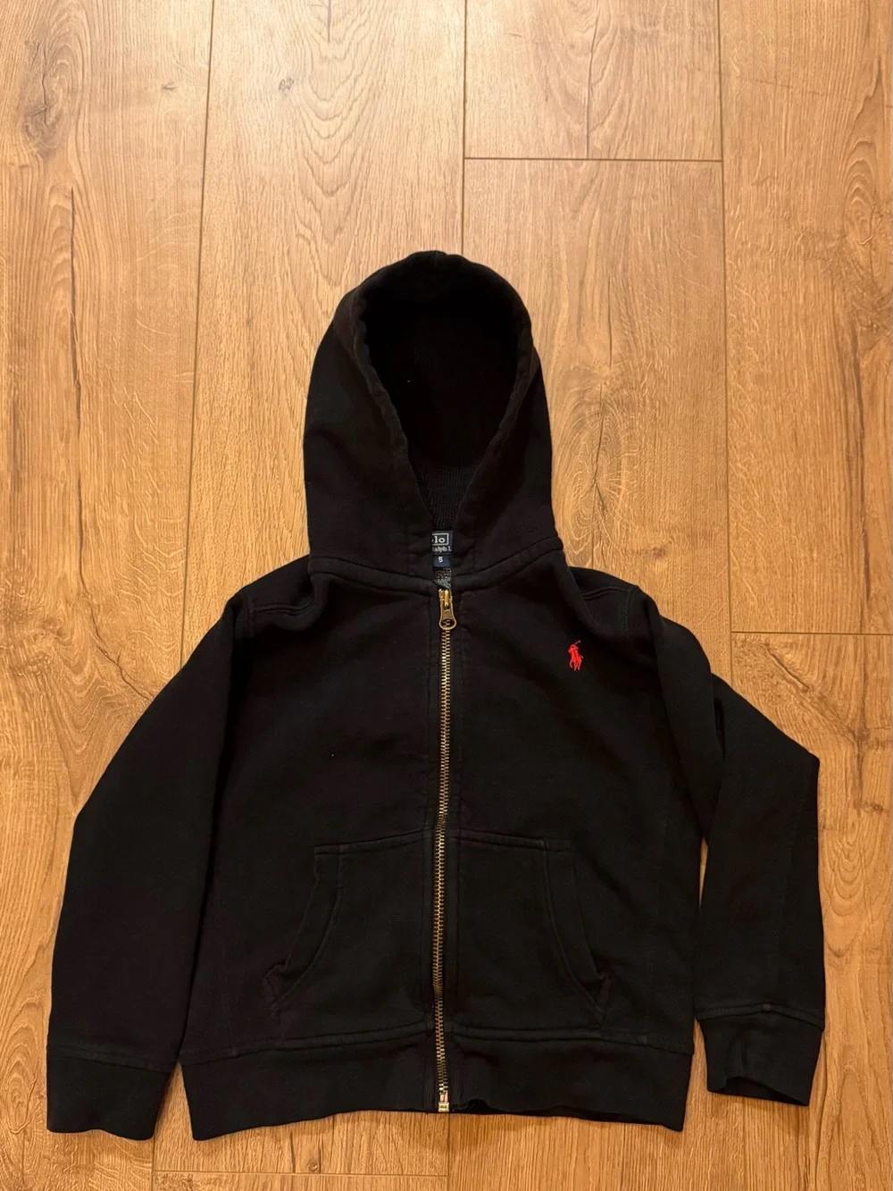 Polo by Ralph Lauren Black Kids Full-Zip Hoodie with Red Pony